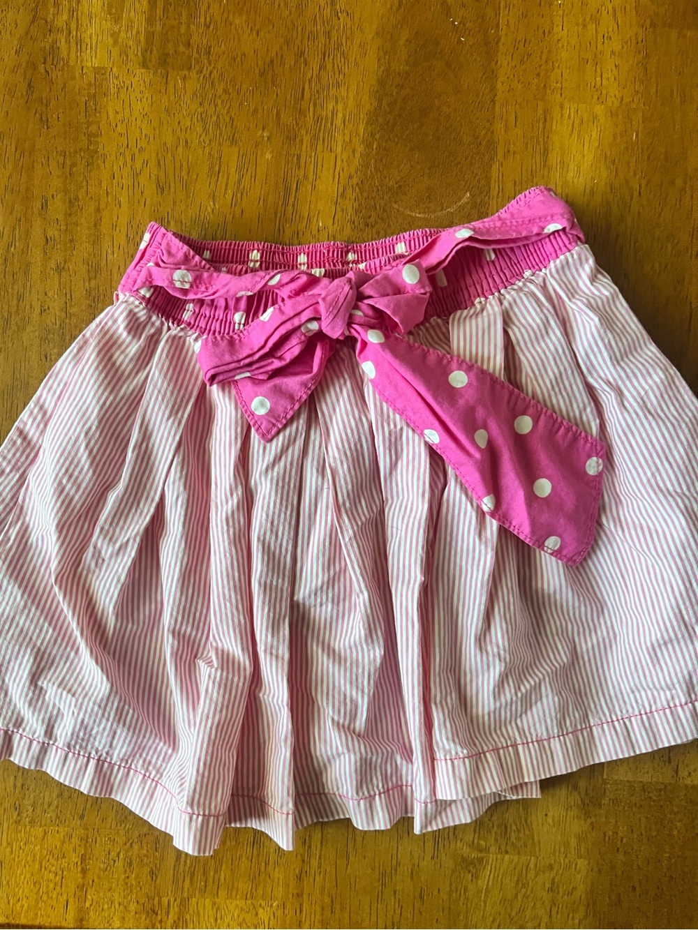 OshKosh B'gosh Pink Striped Skirt with Polka Dot Waist Tie